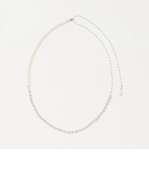 2WAY ボールチェーン＆フェイクパール ネックレス