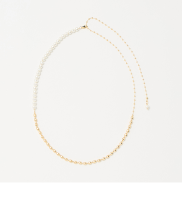 2WAY ボールチェーン＆フェイクパール ネックレス