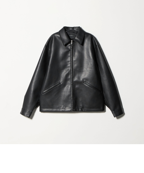 レザーライク ジップ ブルゾン