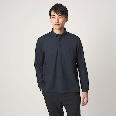 メランジ カノコ ニュー ボタンダウン 長袖 ポロシャツ