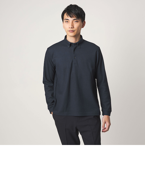 メランジ カノコ ニュー ボタンダウン 長袖 ポロシャツ