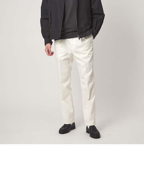 コットン ポリウレタン 1アウトプリーツ チノパンツ スラックス