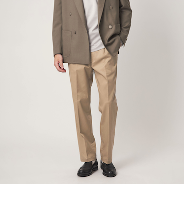 コットン ポリウレタン 1アウトプリーツ チノパンツ スラックス