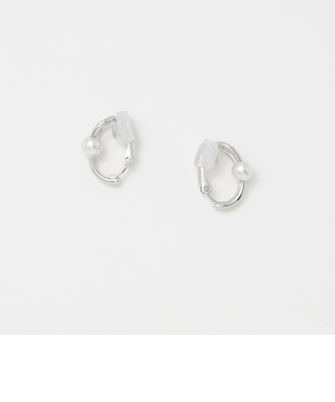 ドロップフレーム＆フェイクパール イヤリング