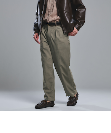 ナイロンオックス 1プリーツ W3 ワイドパンツ -撥水-