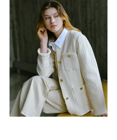 ［size SHORTあり］Bisentino ノーカラー ジャケット