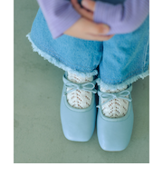 スクエアリボン フラットシューズ / キッズ  17cm-23cm