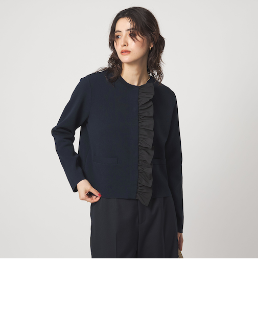 フロント フリル ニット カーディガン