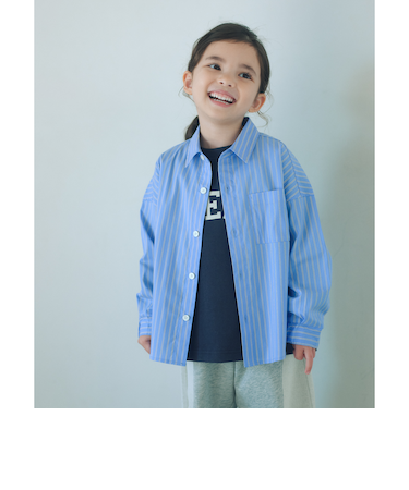 ストライプシャツ / キッズ  100cm-130cm 撥水