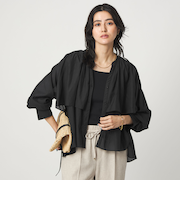 ［size SHORTあり］ボイル レイヤー ギャザー ブラウス