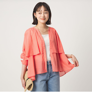 ［size SHORTあり］ボイル レイヤー ギャザー ブラウス