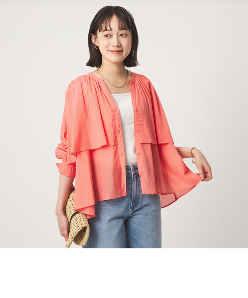 ［size SHORTあり］ボイル レイヤー ギャザー ブラウス