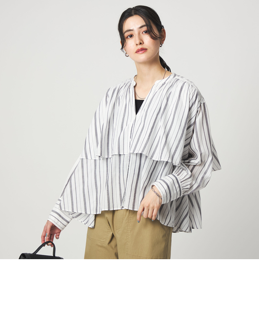 ［size SHORTあり］ボイル レイヤー ギャザー ブラウス