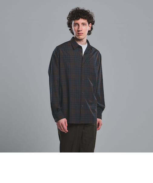 ウォッシャブル トロ パターン ジャストルーズ シャツ -ストレッチ-