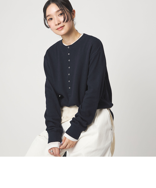 【WEB限定】＜at ease＞ワッフル ヘンリーネック ロングスリーブ カットソー