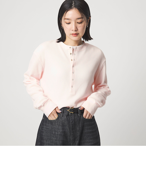 【WEB限定】＜at ease＞ワッフル ヘンリーネック ロングスリーブ カットソー