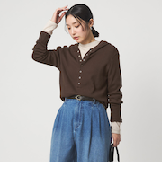 【WEB限定】<at ease>ワッフル フード ロングスリーブ カットソー