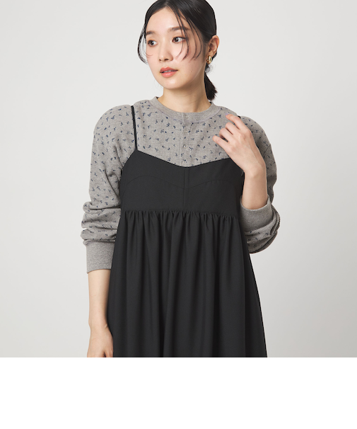 【WEB限定】＜at ease＞ワッフル ヘンリーネック  フラワープリント カットソー