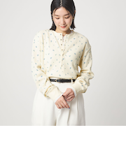 【WEB限定】＜at ease＞ワッフル ヘンリーネック  フラワープリント カットソー