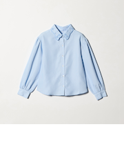 襟 刺しゅう ストライプ シャツ / キッズ  140cm-160cm