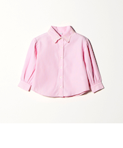 襟 刺しゅう ストライプ シャツ / キッズ  100cm-130cm