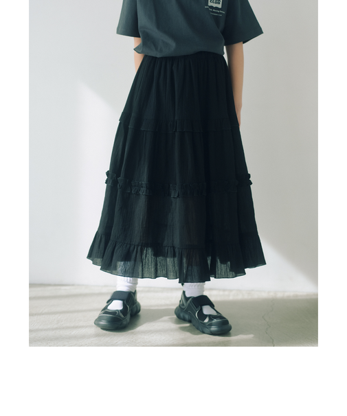 楊柳フリル ロングスカート / キッズ 140cm-160cm