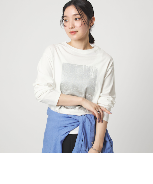 【WEB限定】＜at ease＞メタリックプリント ロングスリーブ カットソー