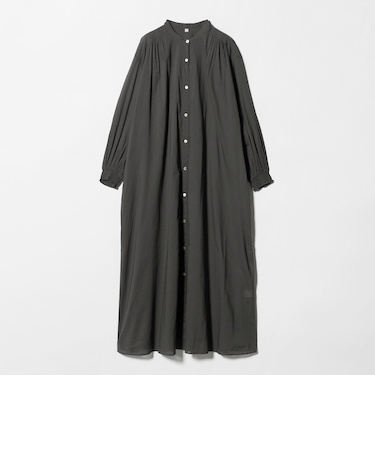 ギャザー ソリッド シャツワンピース
