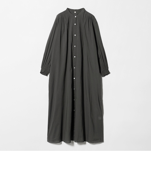 ギャザー ソリッド シャツワンピース