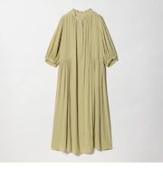 サテン ギャザー ショートスリーブ ワンピース 2