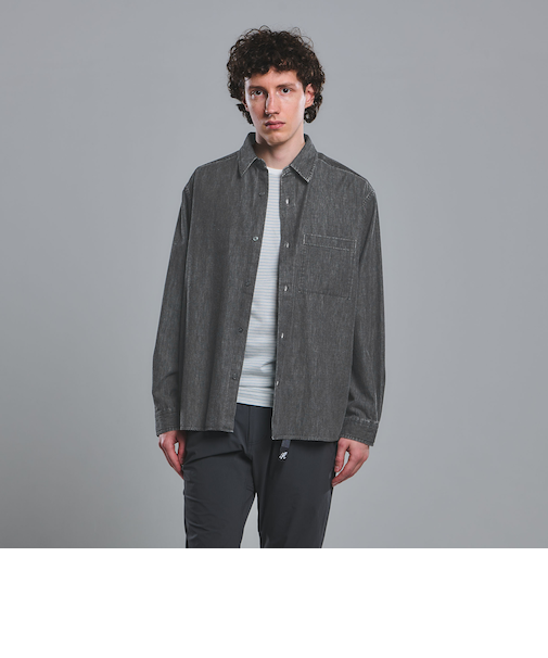 フェード デニム マイン レギュラーカラー シャツ