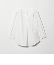 Vネック 7分袖 ブラウス マシンウォッシャブル