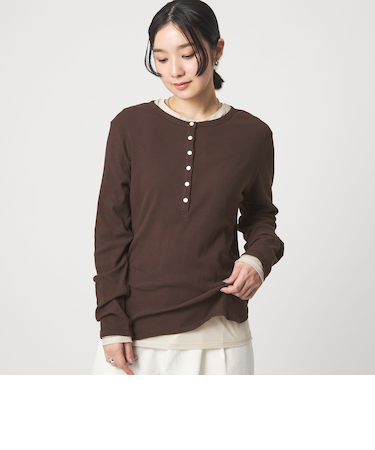 【WEB限定】＜at ease＞シアーテレコ ヘンリーネック カットソー