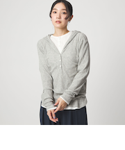 【WEB限定】<at ease>シアーテレコ フード ロングスリーブ カットソー