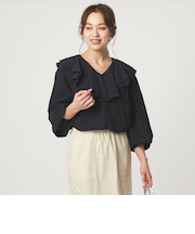 100/2 ラッフルカラー ブラウス