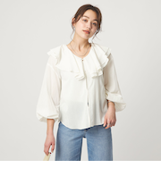 100/2 ラッフルカラー ブラウス