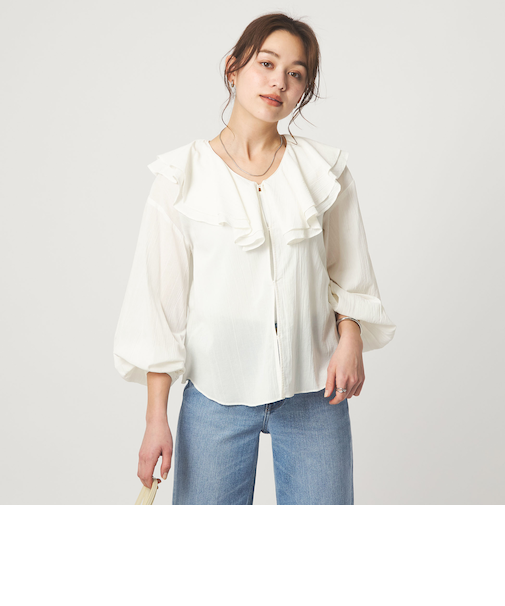 100/2 ラッフルカラー ブラウス