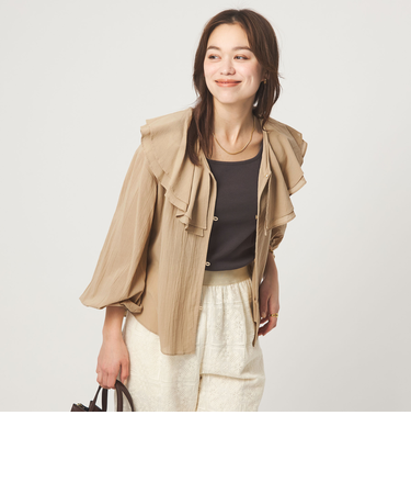 100/2 ラッフルカラー ブラウス