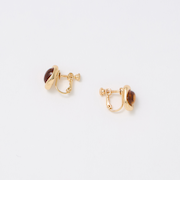 オーバルマーブル＆メタルフレーム イヤリング