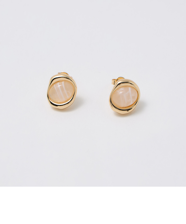 オーバルマーブル&メタルフレーム ピアス