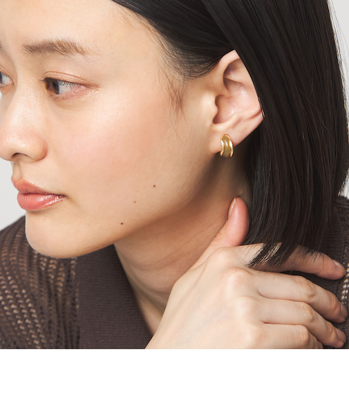 メタルフレーム マーブル イヤリング