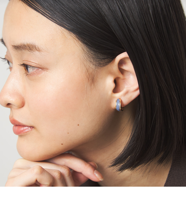 メタルフレーム マーブル イヤリング