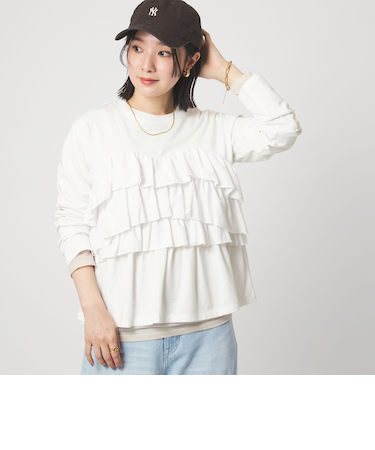 【WEB限定】＜at ease＞フロント フリル プルオーバー カットソー