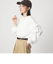 【WEB限定】<at ease>袖フリル プルオーバー カットソー