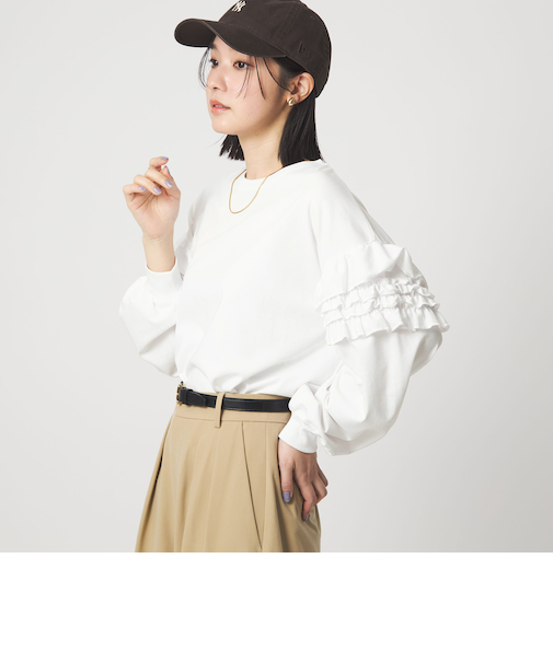 【WEB限定】＜at ease＞袖フリル プルオーバー カットソー
