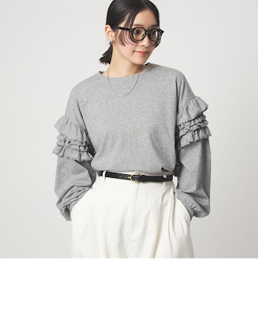 【WEB限定】＜at ease＞袖フリル プルオーバー カットソー