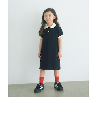 バイカラー カノコ ポロワンピース / キッズ  100cm-130cm