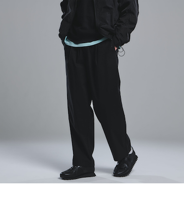 リネンミックス W4 ワイド イージーパンツ -ストレッチ-