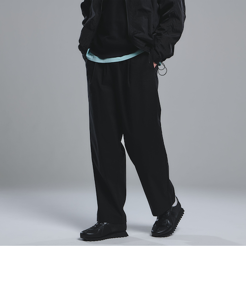 リネンミックス W4 ワイド イージーパンツ -ストレッチ-