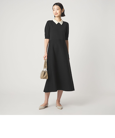 ハイショク エリツキ ショートスリーブ ニット ワンピース